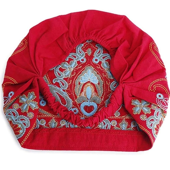 Women's Embroidery Ethnic Beanie Hat Cotton Elastic Caps. - Picture 4 of 6